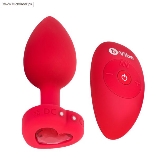 Silicone Vibrating Red Heart Anal Plug With Remote In Pakistan