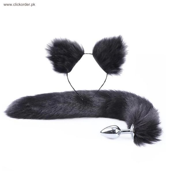 Butt Plug Fox Tail Cosplay But Plug Black/white In Pakistan